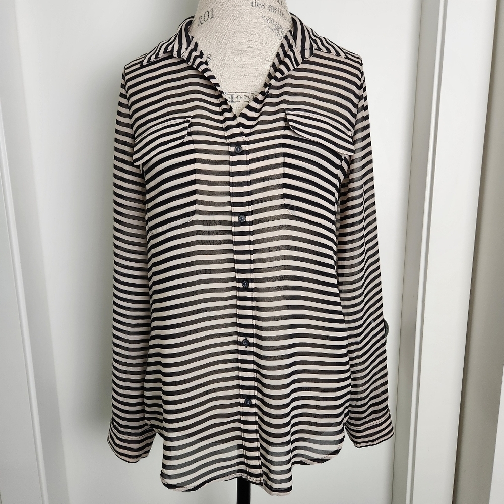 Vintage Sheer Striped Blouse